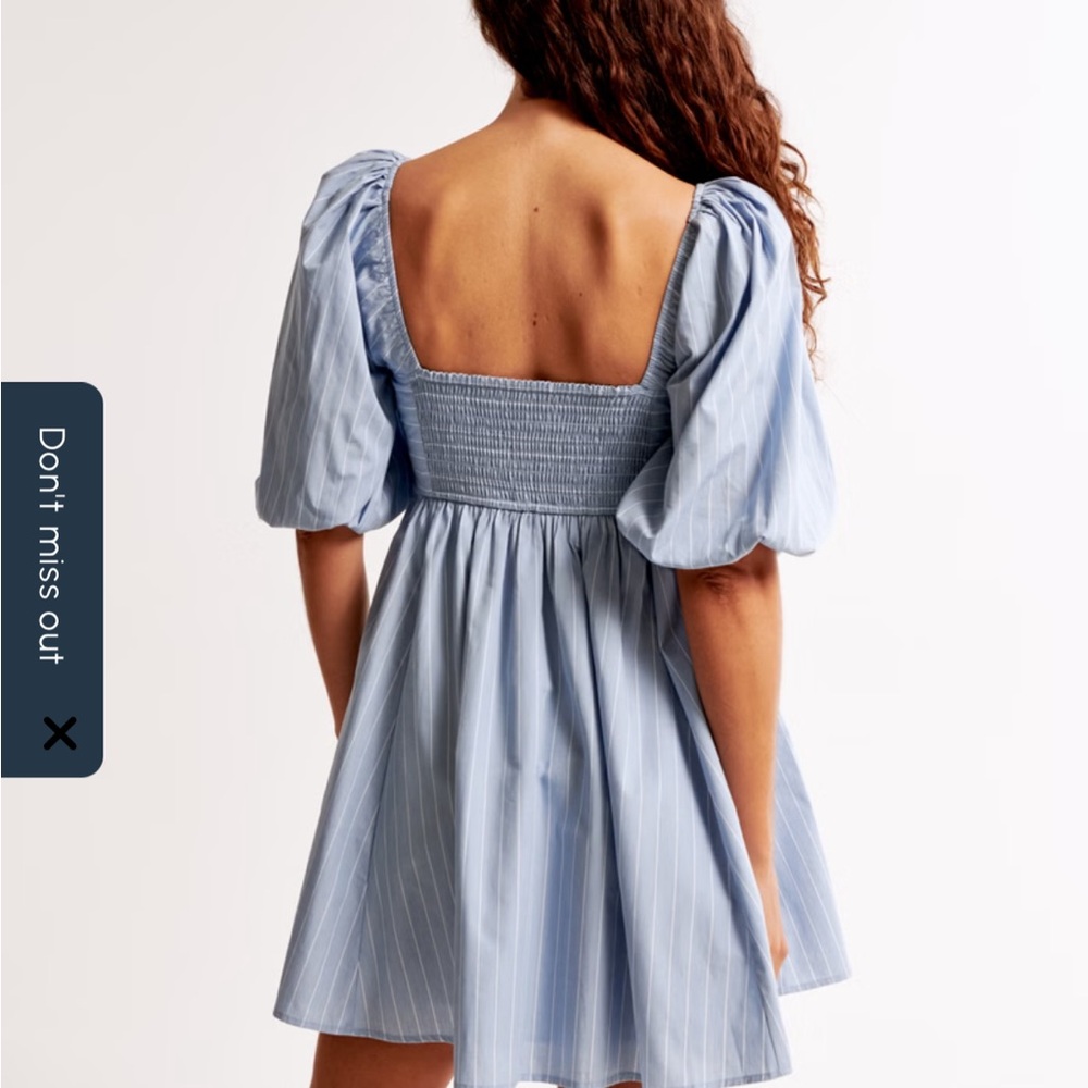 Abercrombie & Fitch Light Blue Puff Sleeve Mini Dress - Picture 5 of 6